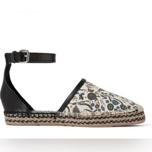 ISABEL MARANT- CARLYCE PRINTED CANVAS AND LEATHER ESPADRILLES IN ECRU. Size 36